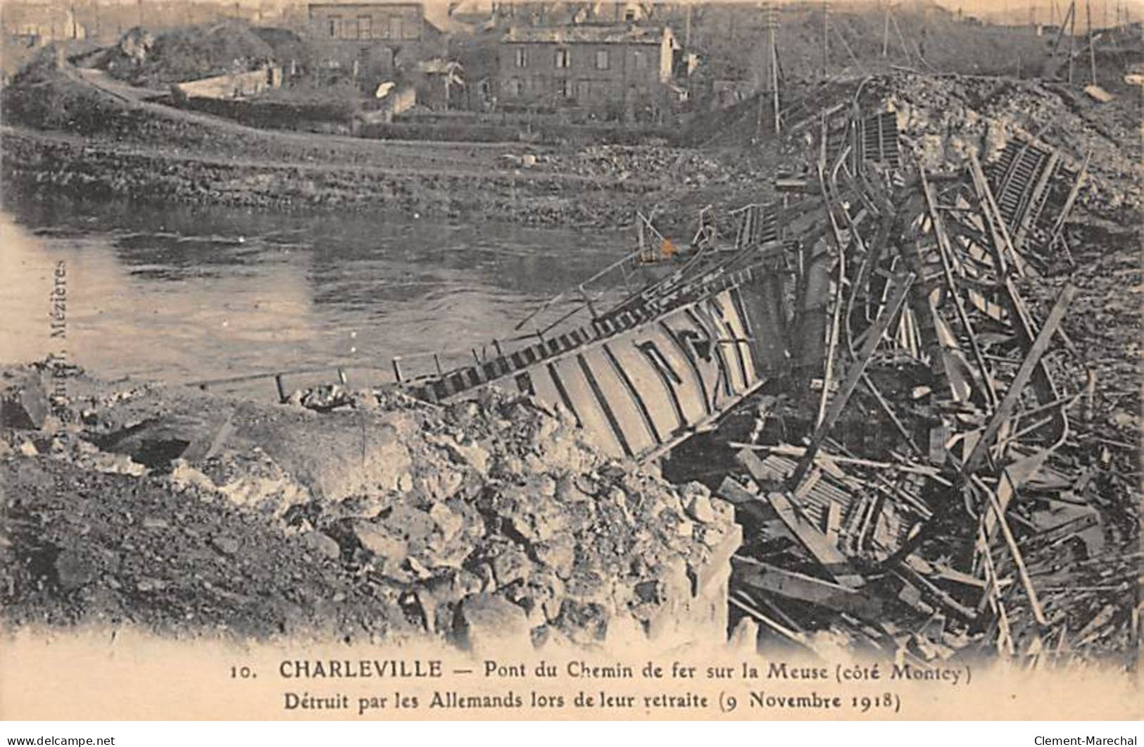 CHARLEVILLE - Pont Du Chemin De Fer Sur La Meuse Détruit Par Les Allemands - Très Bon état - Charleville
