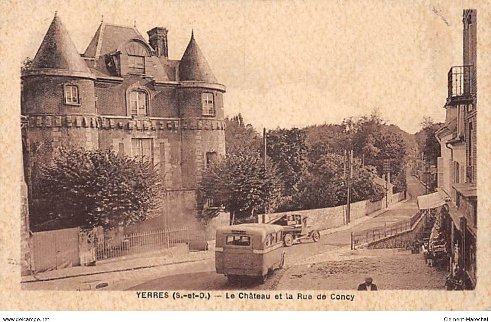 YERRES - Le Château Et La Rue De Concy - état - Yerres