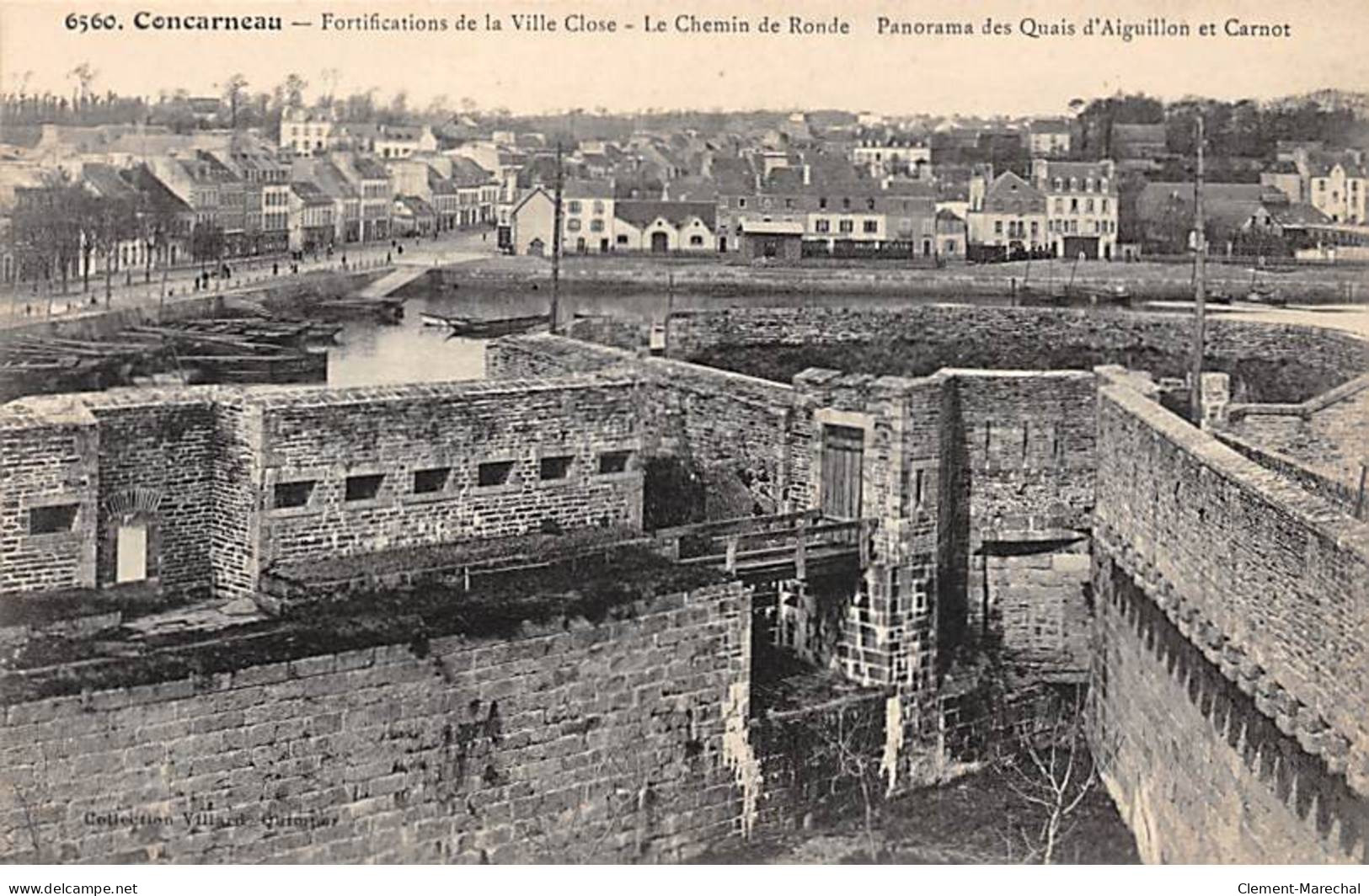 CONCARNEAU - Fortifications De La Ville Close - Le Chemin De Ronde - Panorama Des Quais D'Aiguillon - Très Bon état - Concarneau