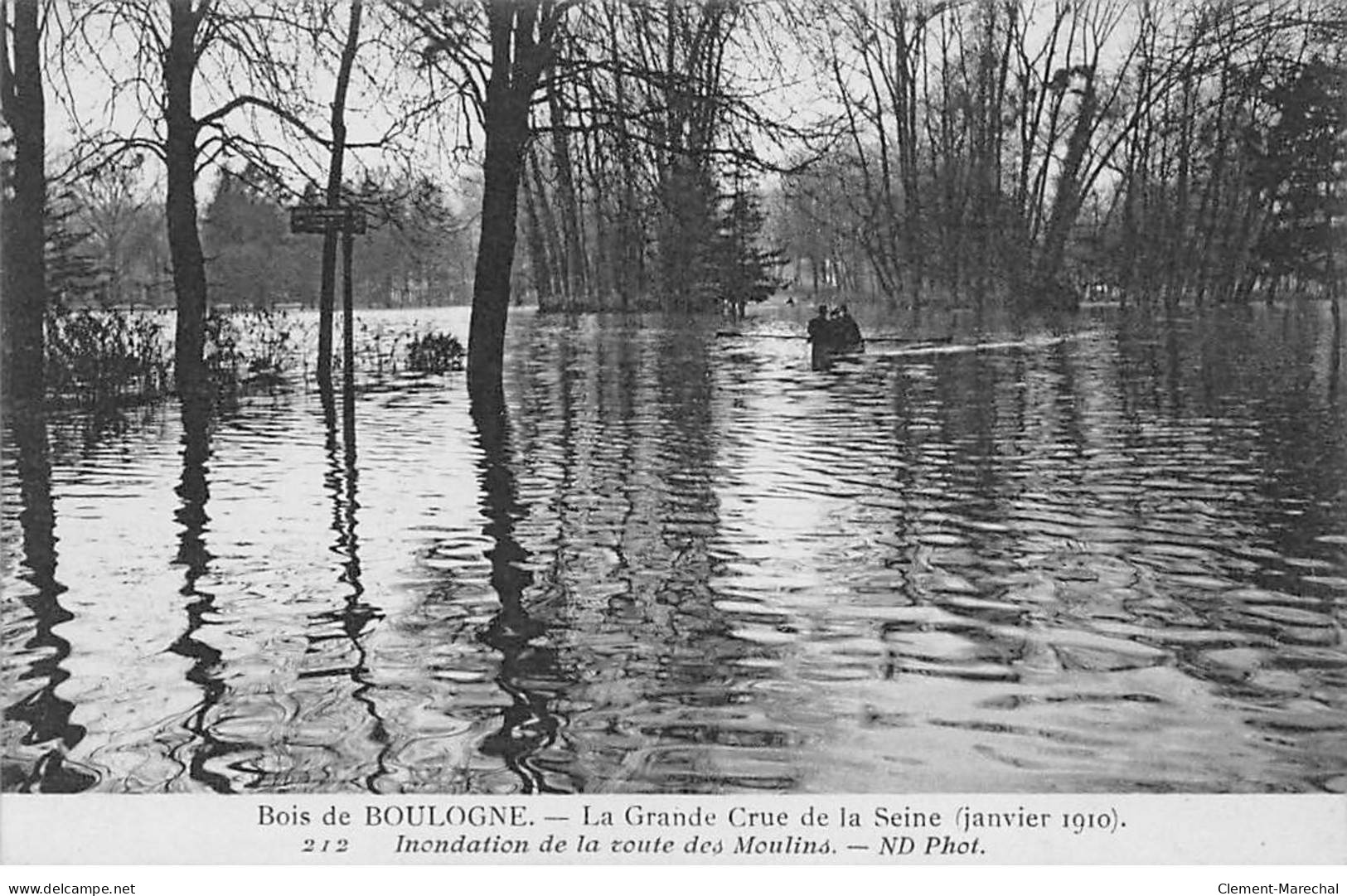 Bois De BOULOGNE - La Grande Crue De La Seine 1910 - Inondation De La Route Des Moulins - Très Bon état - Boulogne Billancourt