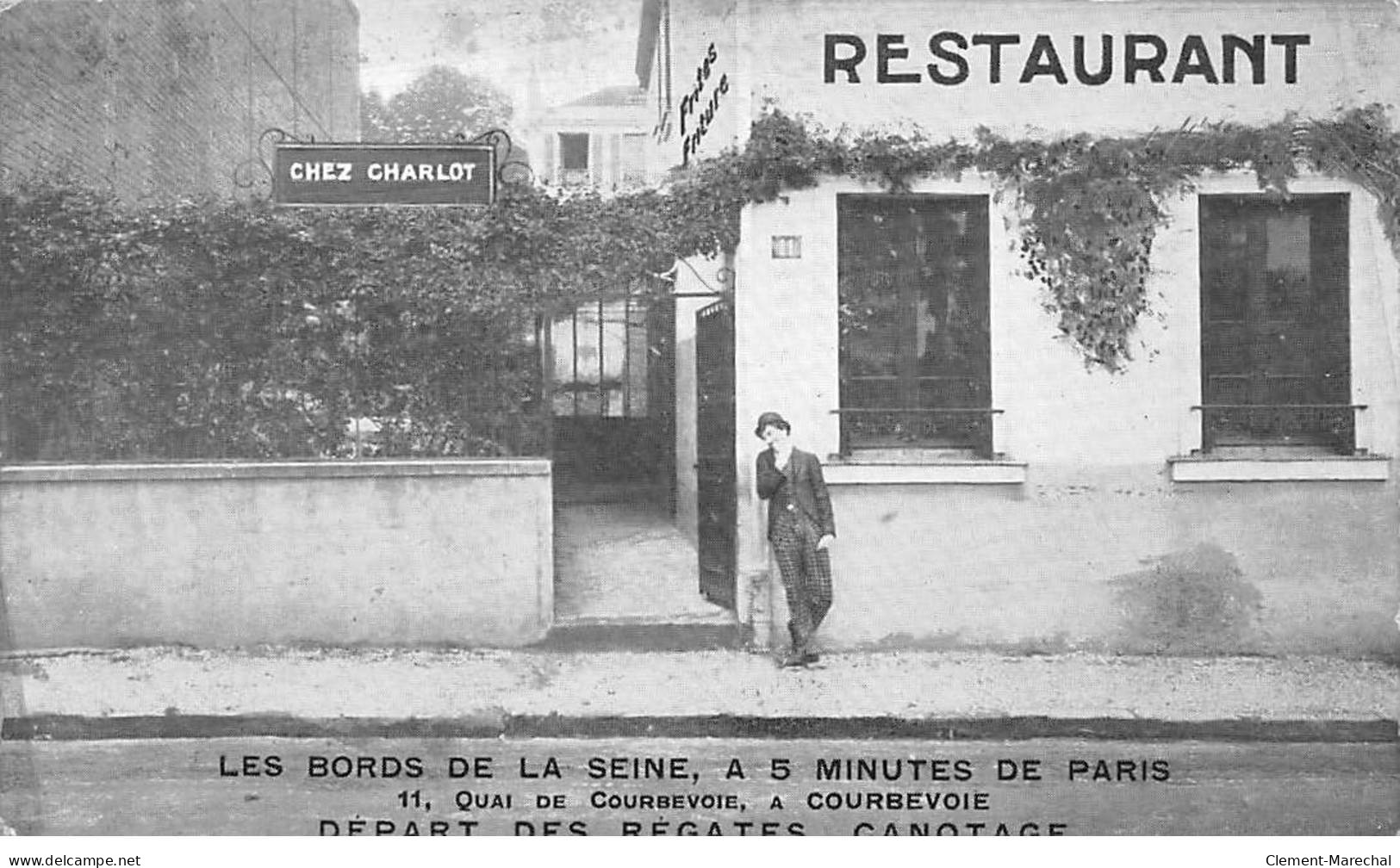 COURBEVOIE - Restaurant " Chez Charlot " - Départ Des Régates Canotage - Très Bon état - Courbevoie