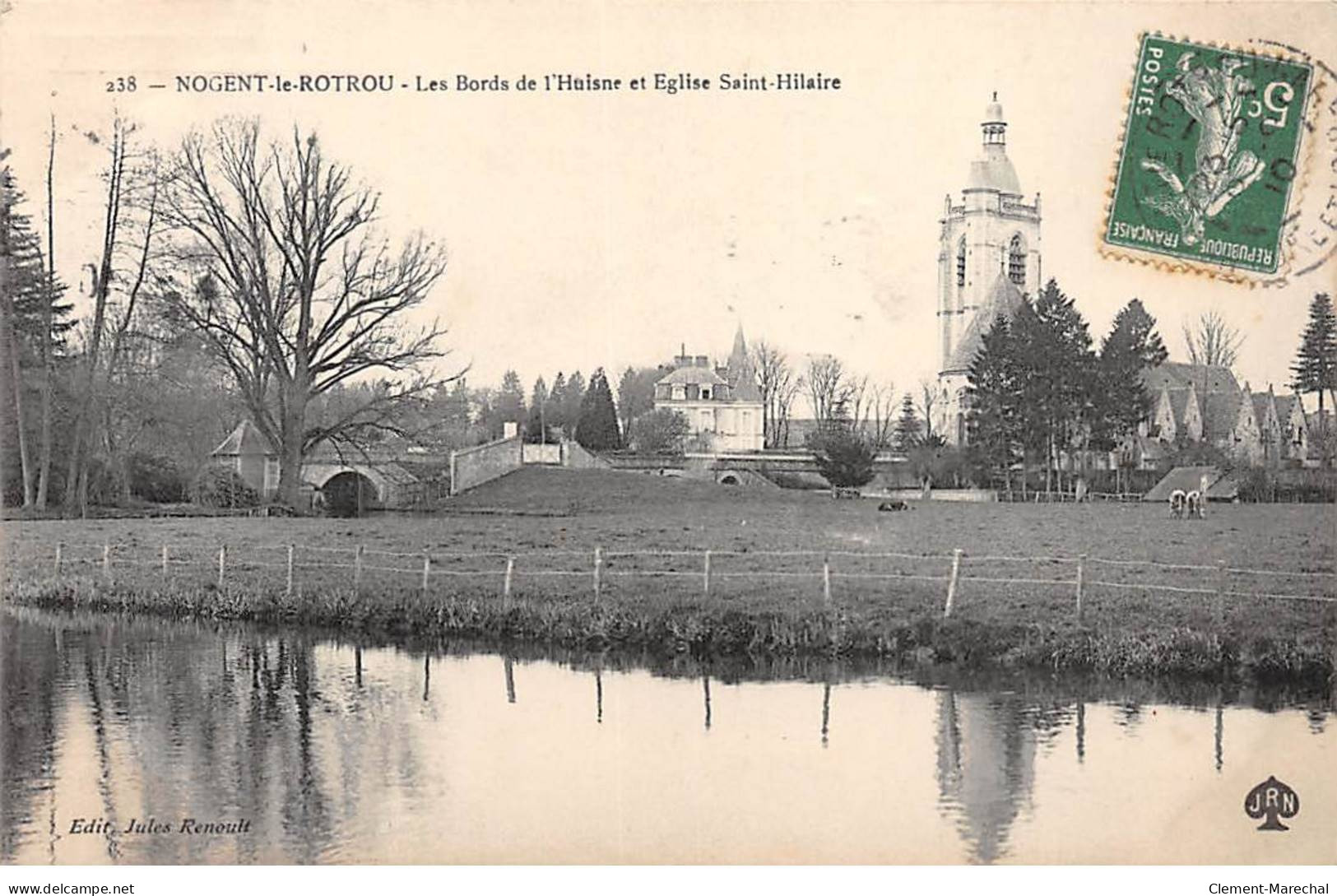 NOGENT LE ROTROU - Les Bords De L'Huisne Et Eglise Saint Hilaire - Très Bon état - Nogent Le Rotrou