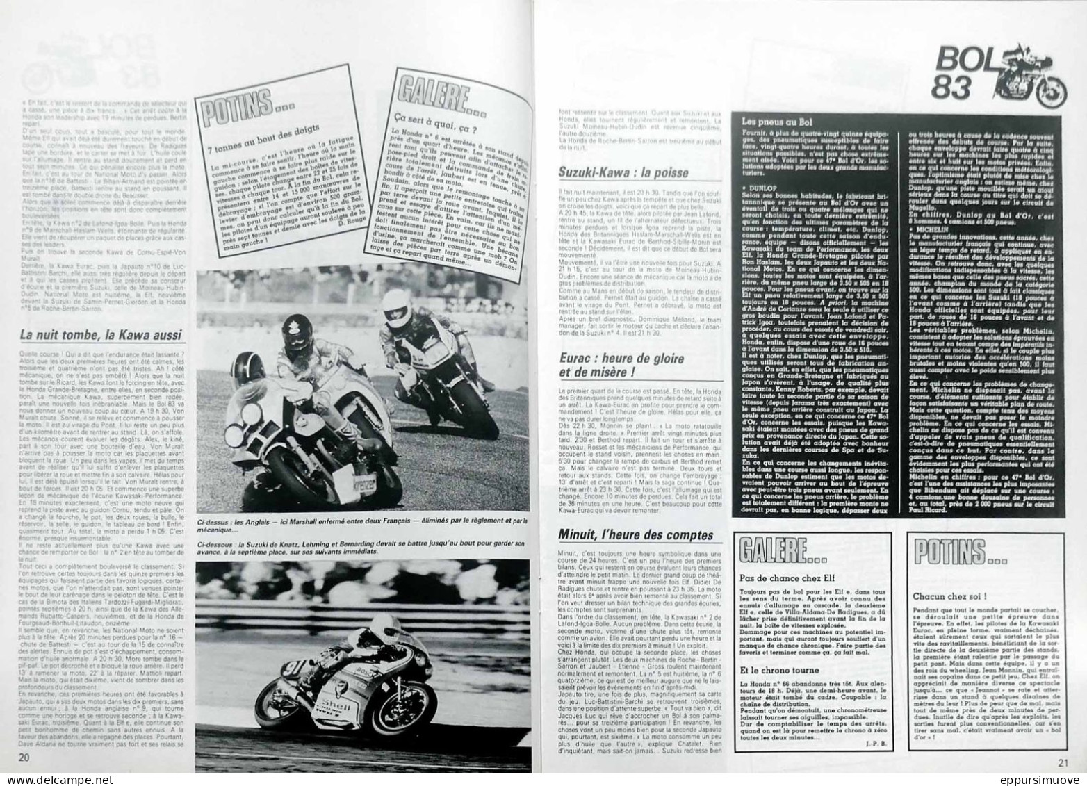 Article Papier 22 Pages MOTO BOL D'OR HONDA KAWA MOTO GUZZI Septembre 1983 MRFL - Unclassified