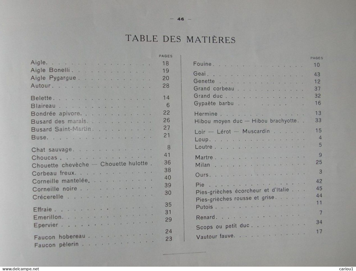 C1 MANUFRANCE - NUISIBLES ET RAPACES Relie 43 PLANCHES COULEURS 1951 Port Inclus France - Fischen + Jagen