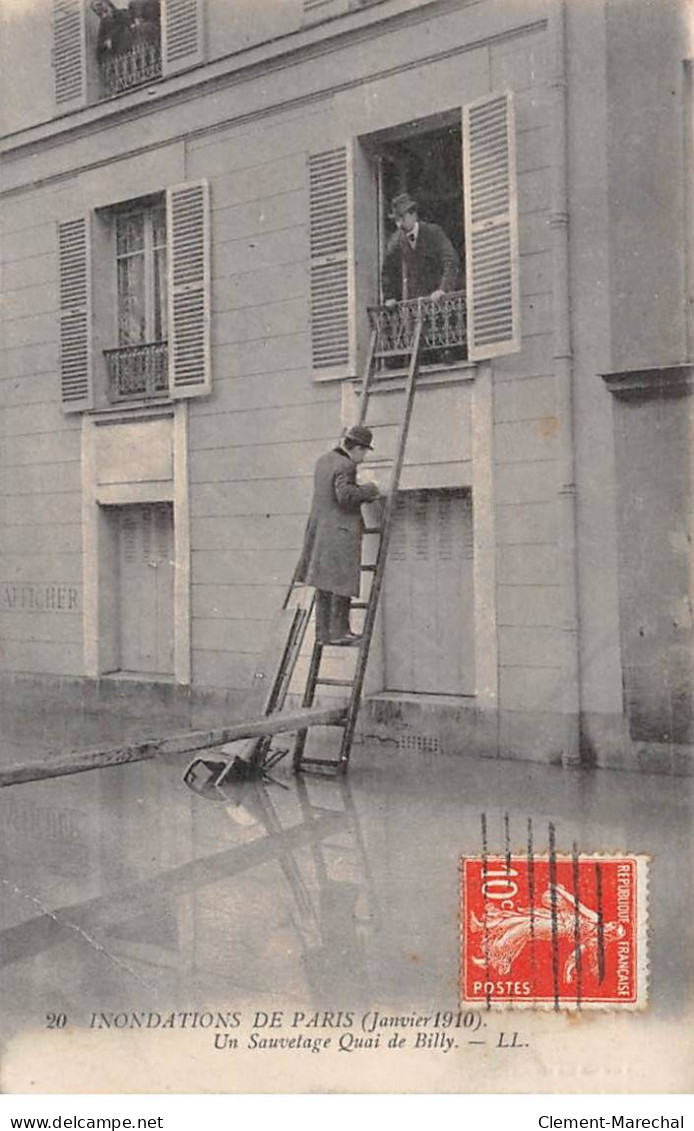 PARIS - Inondations De Paris 1910 - Un Sauvetage Quai De Billy - état - Inondations De 1910
