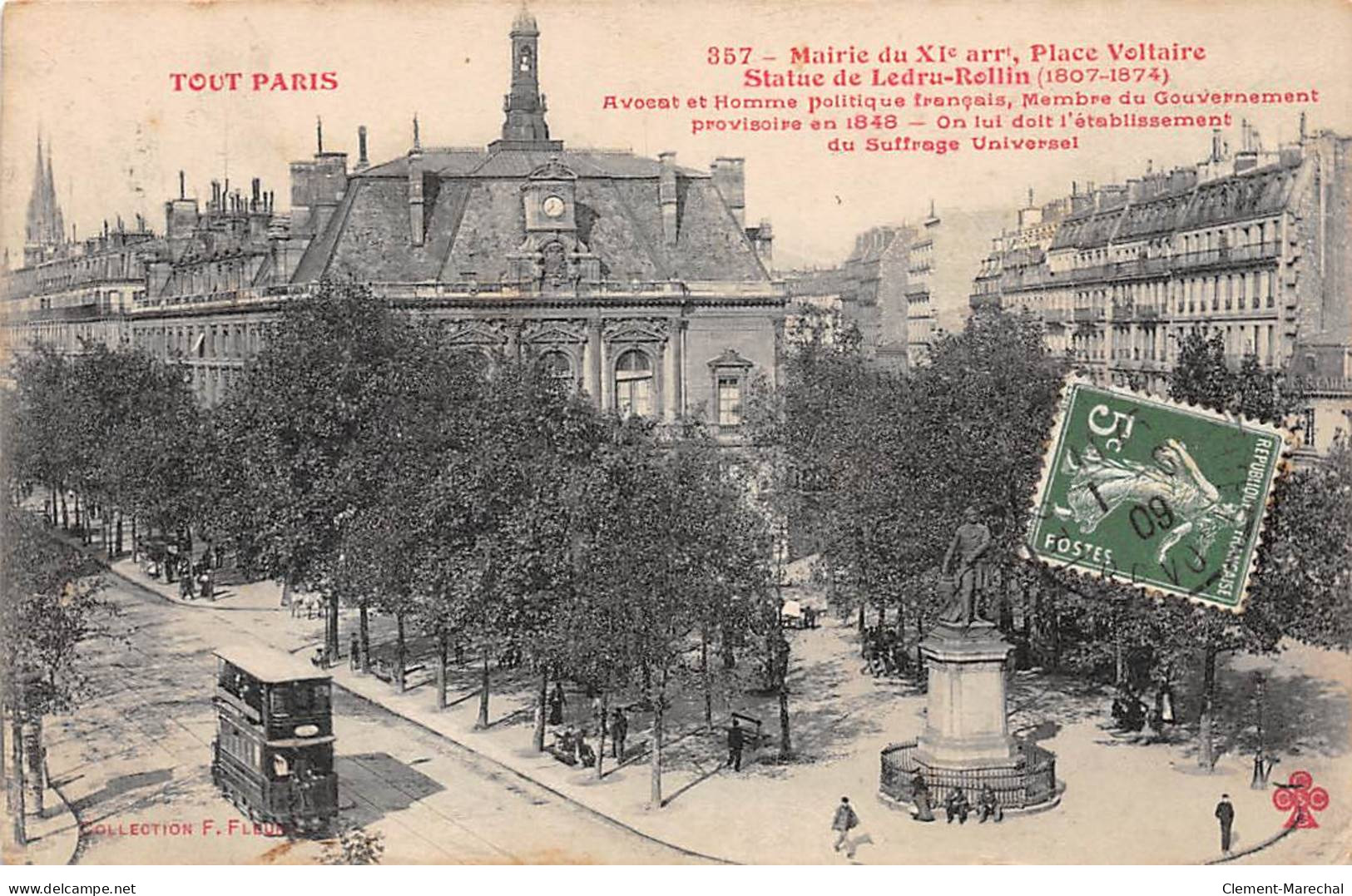 PARIS - Mairie Du XIe Arrt - Place Voltaire - Statue De Ledru Rollin - état - Distrito: 11