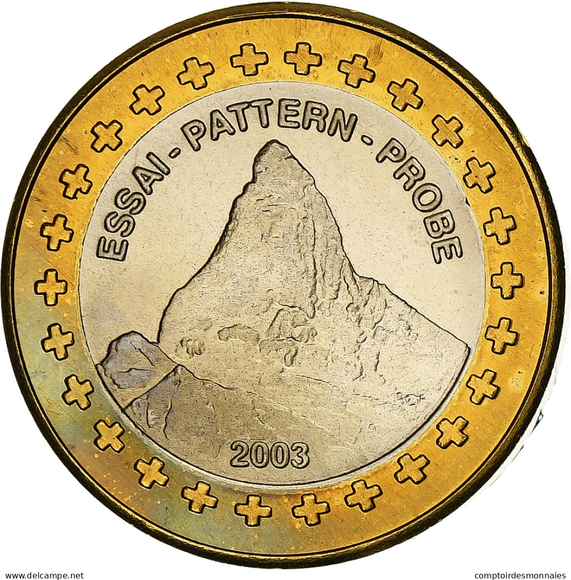 Suisse, Euro, Fantasy Euro Patterns, Essai-Trial, BE, 2003, Bimétallique, FDC - Privatentwürfe