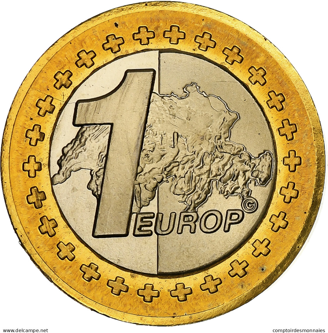 Suisse, Euro, Fantasy Euro Patterns, Essai-Trial, BE, 2003, Bimétallique, FDC - Essais Privés / Non-officiels