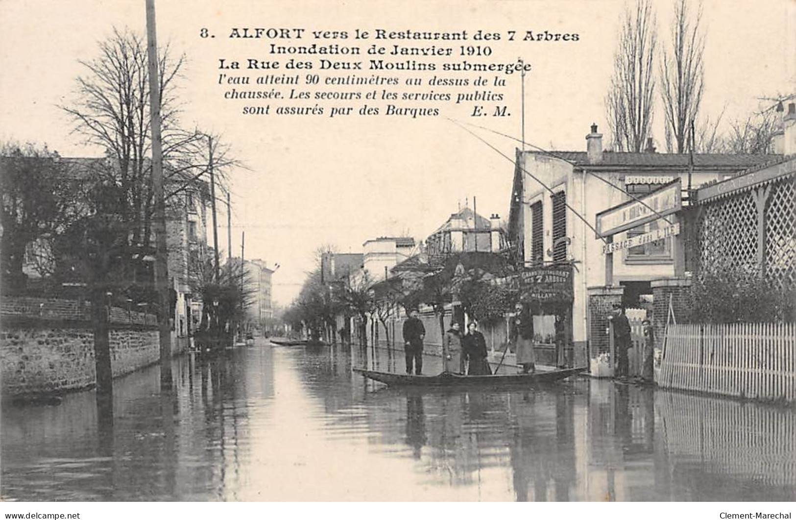 ALFORT Vers Le Restaurant Des 7 Arbres - Inondations 1910 - La Rue Des Deux Moulins Submergée - Très Bon état - Andere & Zonder Classificatie