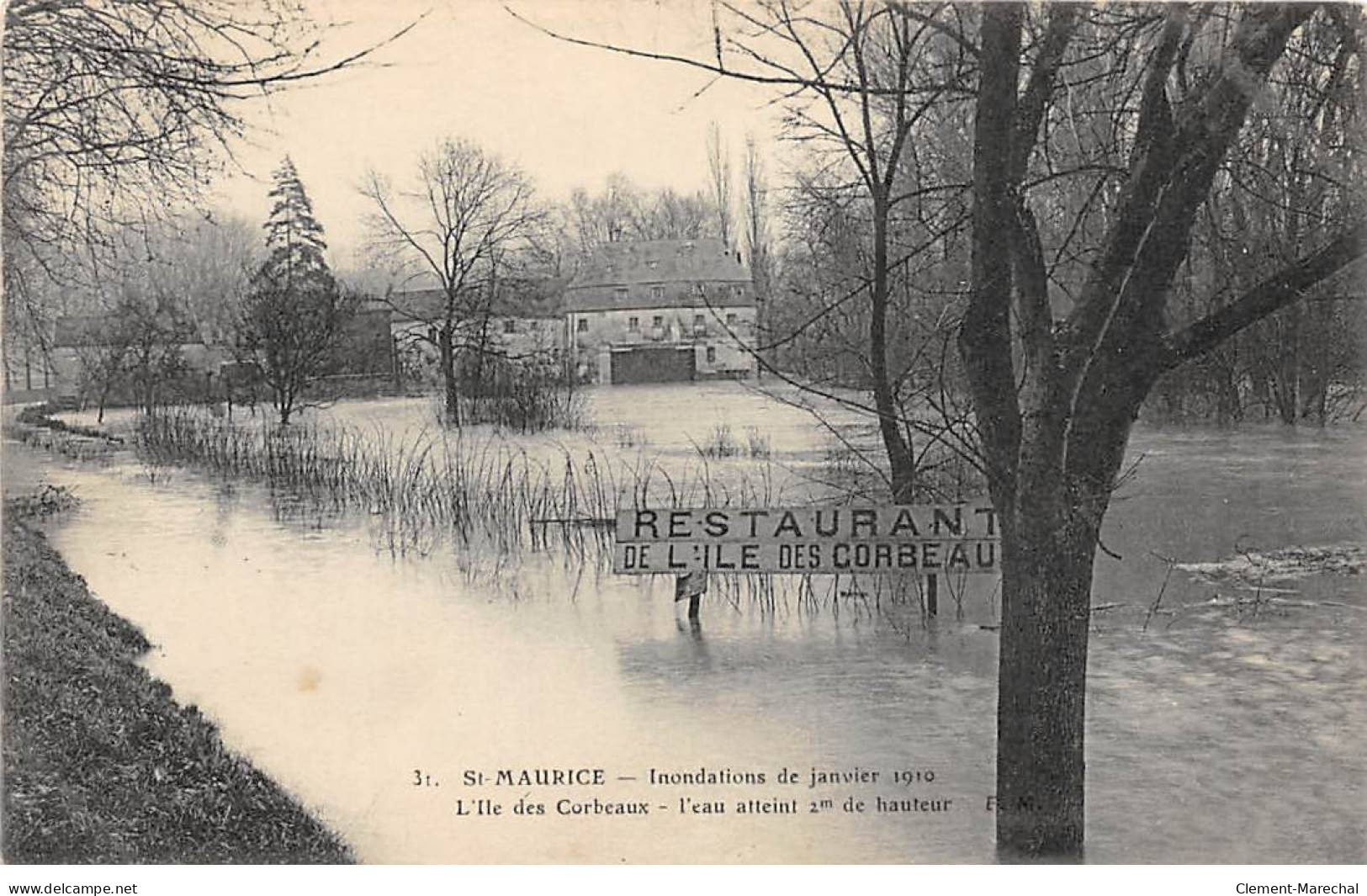 SAINT MAURICE - Inondations De Janvier 1910 - L'Ile Des Corbeaux - Très Bon état - Saint Maurice