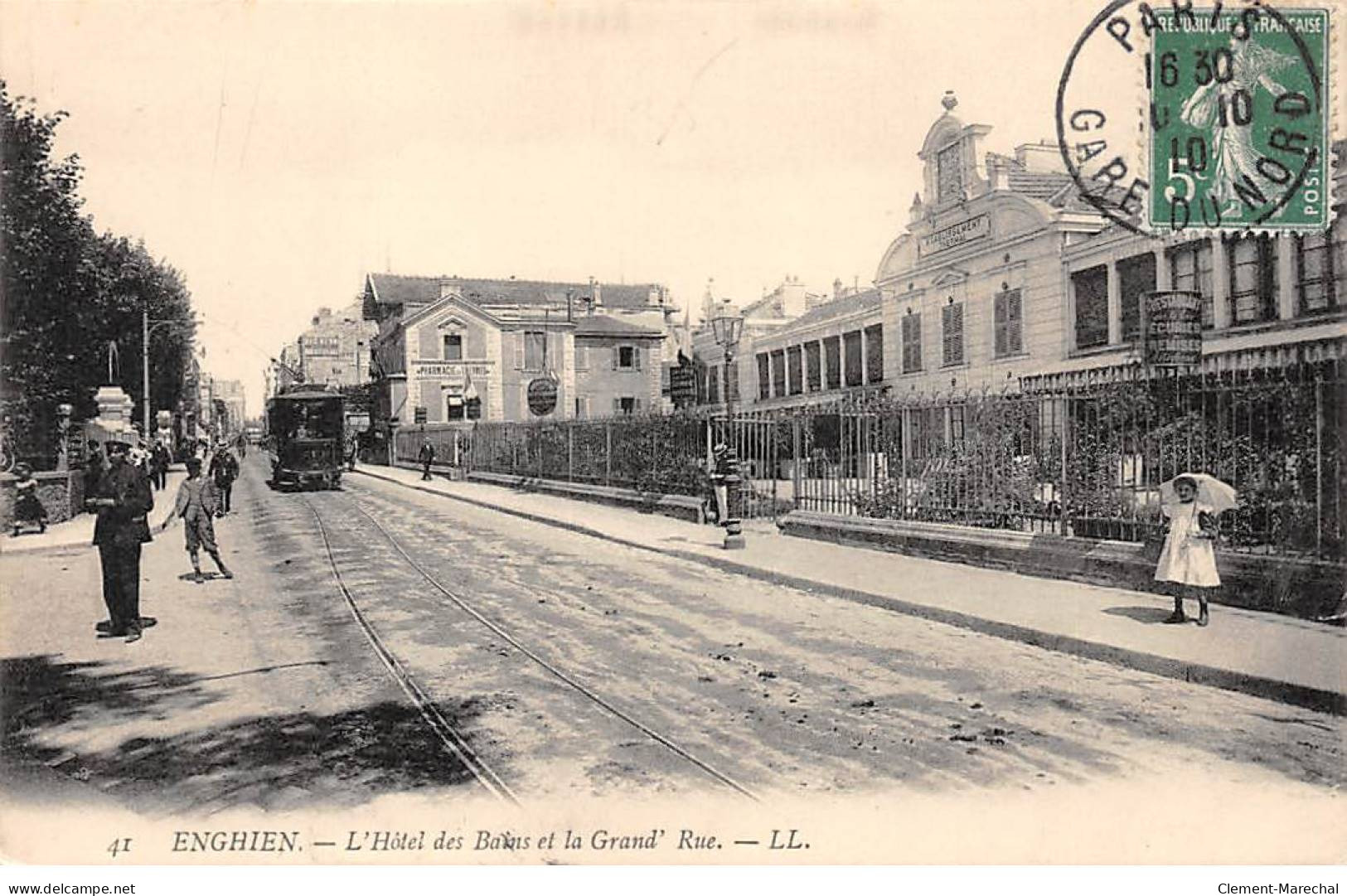 ENGHIEN - L'Hôtel Des Bains Et La Grand Rue - état - Enghien Les Bains