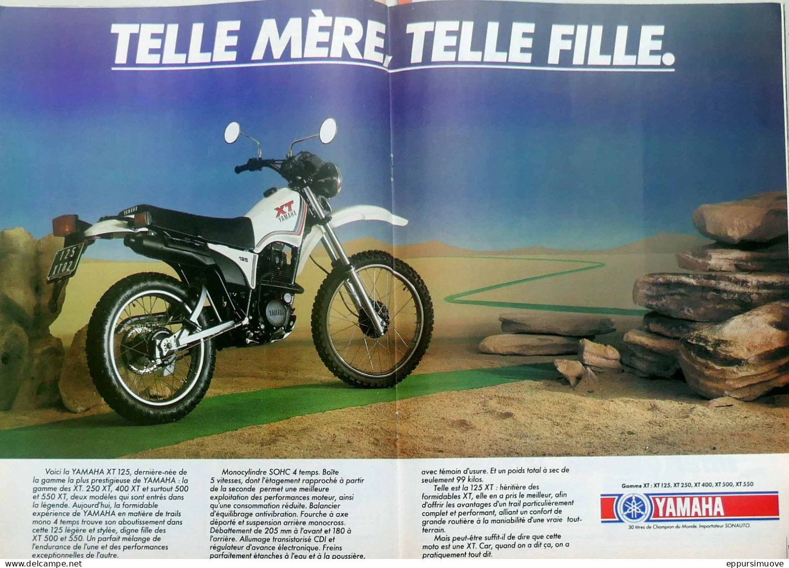 Publicité Papier  MOTO YAMAHA XT Avril 1982 MRFL - 2 Pages - Advertising