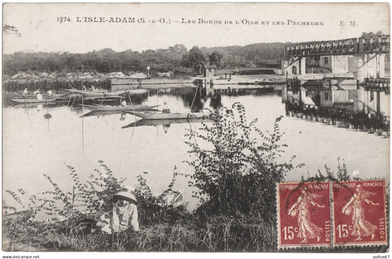 CPA DE L'ISLE-ADAM  (VAL D' OISE)  LES BORDS DE L'OISE ET LES PÊCHEURS - L'Isle Adam