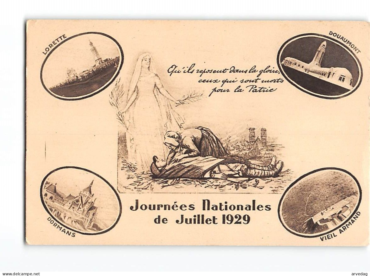 X1731 JOURNEES NATIONALES DE JUILLET 1929 - LORETTE - DOUAUMONT - VIEIL ARMAND - DORMANS - Patriotic