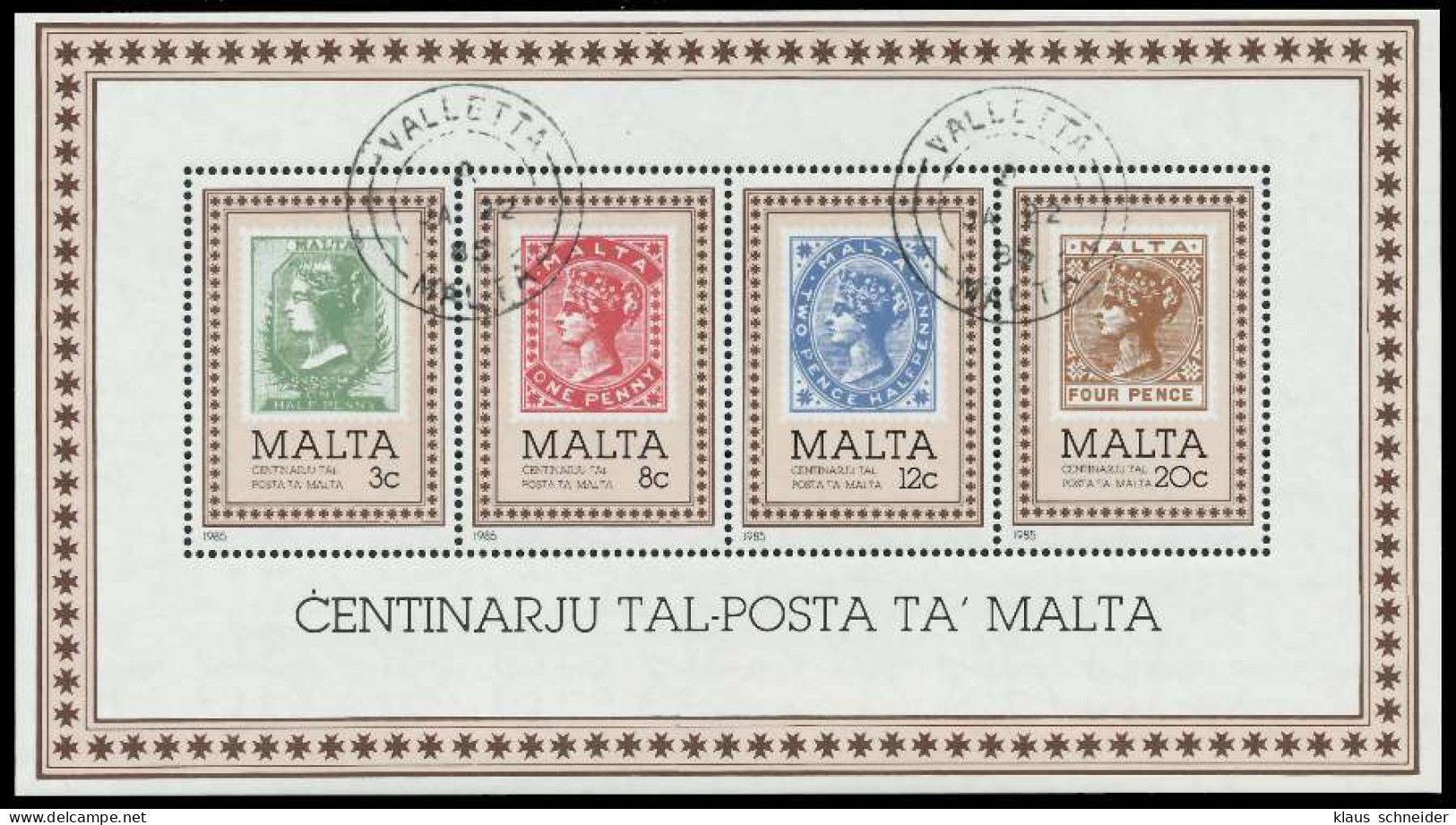 MALTA Block 8 Zentrisch Gestempelt S0174E2 - Malte