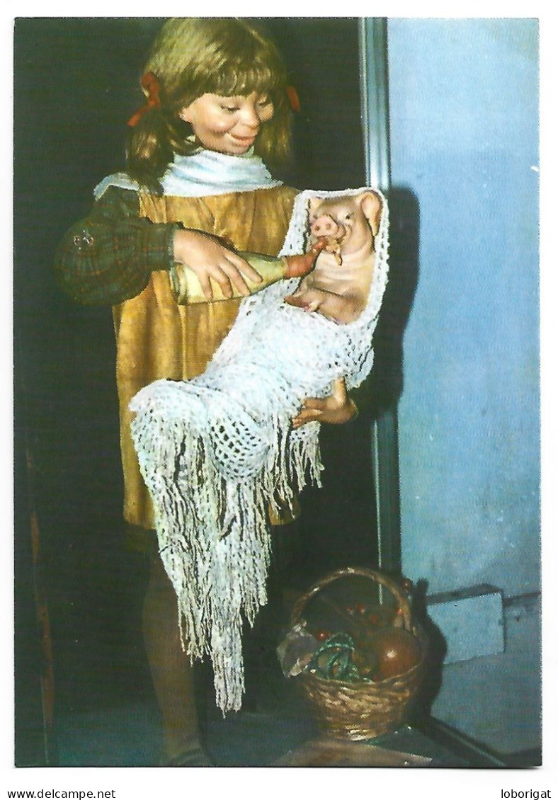 " LA NIÑA DANDO EL BIBERON AL CERDO ".- NINOT INDULTAT DEL AÑO 1966 DEL MUSEO FALLER.-  VALENCIA.- ( ESPAÑA ) - Valencia