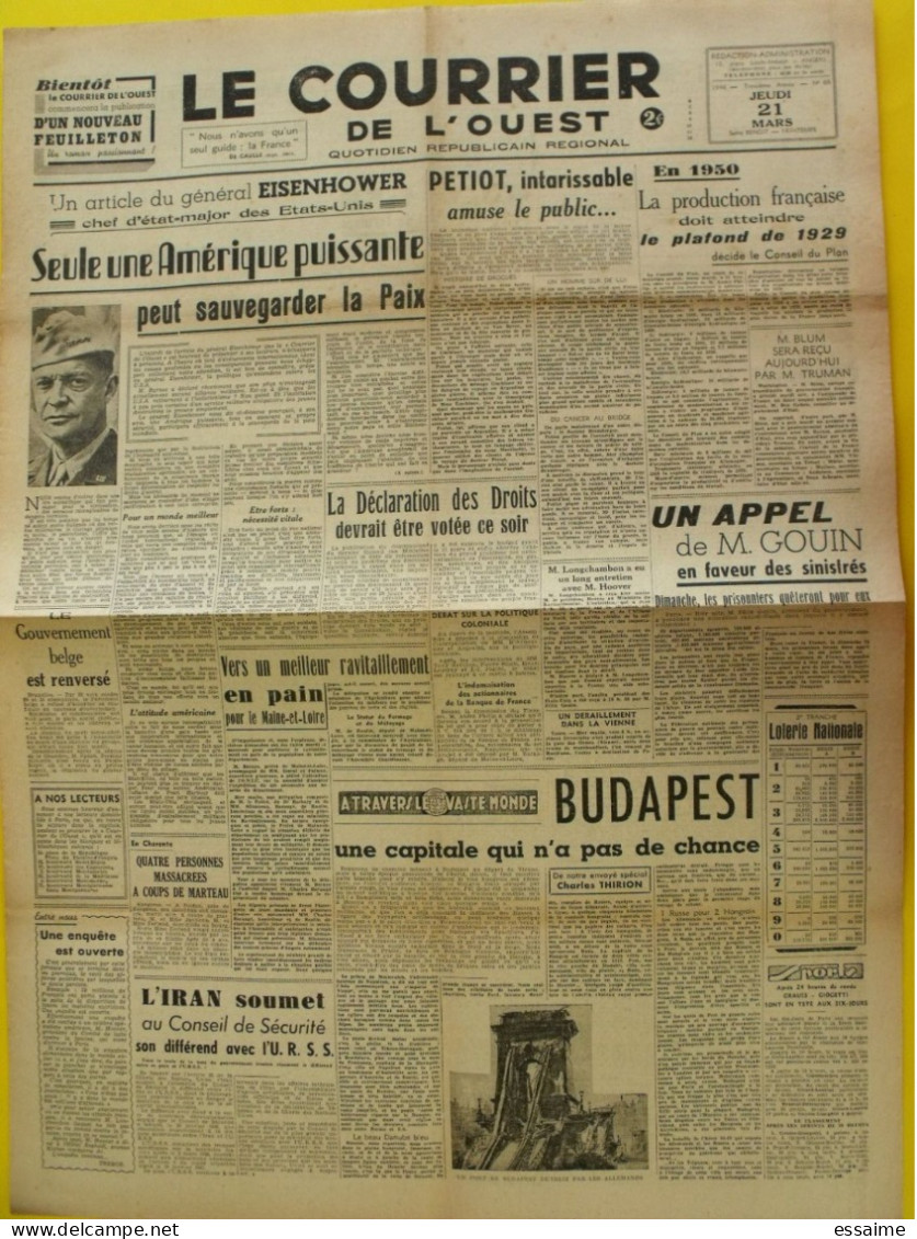 4 n° journal Le Courrier de l'Ouest de février-mars 1946 Nuremberg Peron Ouest-Eclair Luchaire Bucard Dachau Petiot