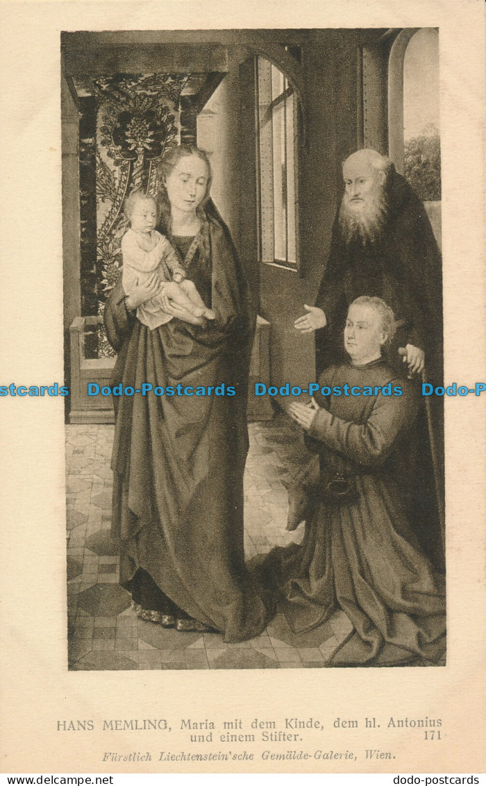 R045489 Postcard. Hans Memling Maria Mit Dem Kinde Dem Hl. Antonius Und Einem St - World