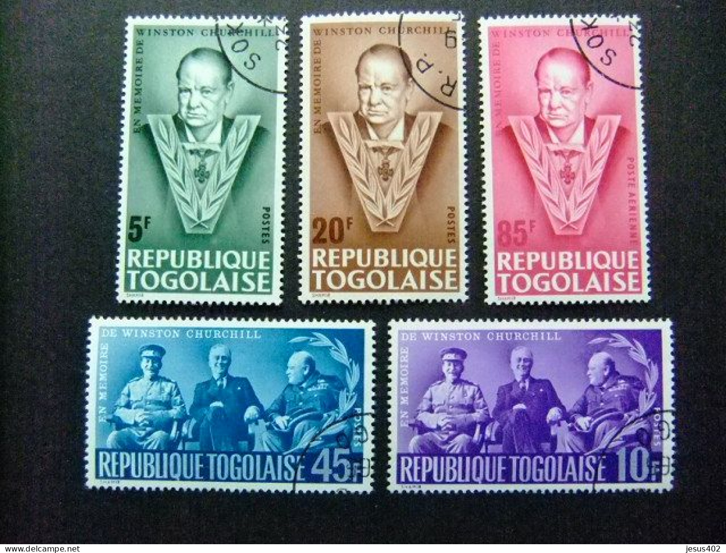 55 TOGO REPUBLIQUE TOGOLAISE 1965 / MUERTE De WINSTON CHURCHILL / YVERT 457 /60 PA 49 FU - Sir Winston Churchill