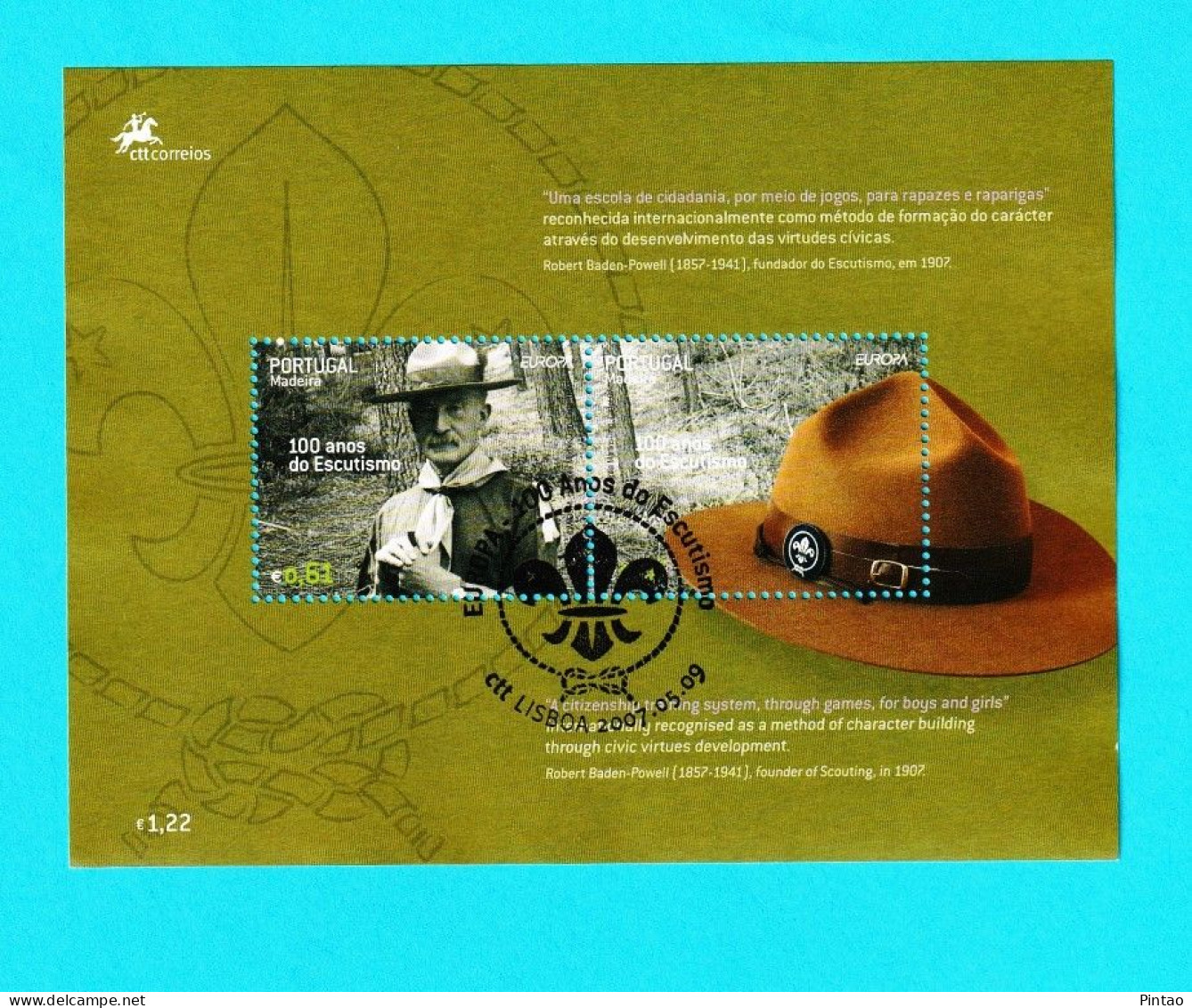 PTB1693- PORTUGAL (MADEIRA) 2007 Nº 355 (selos 3547_ 48)- CTO (EUROPA CEPT) - Hojas Bloque