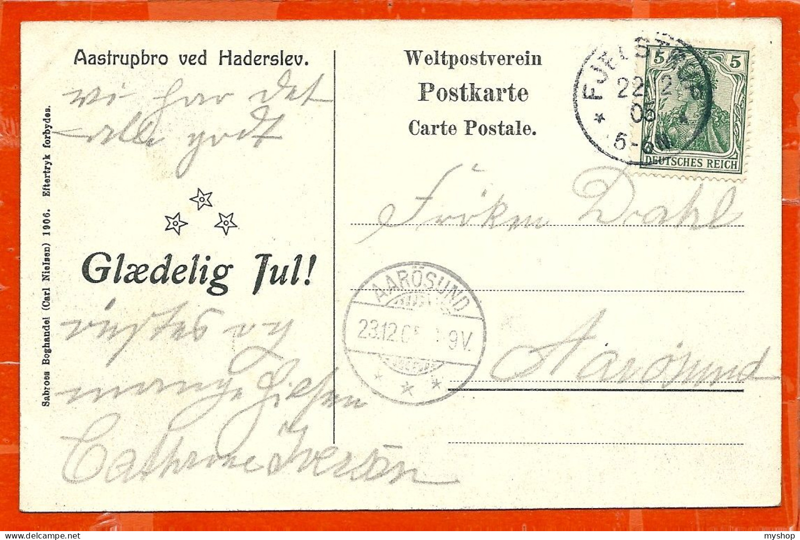 DK139_*    GLÆDELIG JUL Fra ÅSTRUPBRO Ved HADERSLEV * FJELDSTRUP LAPIDAR STEMPEL 1905 - Other & Unclassified