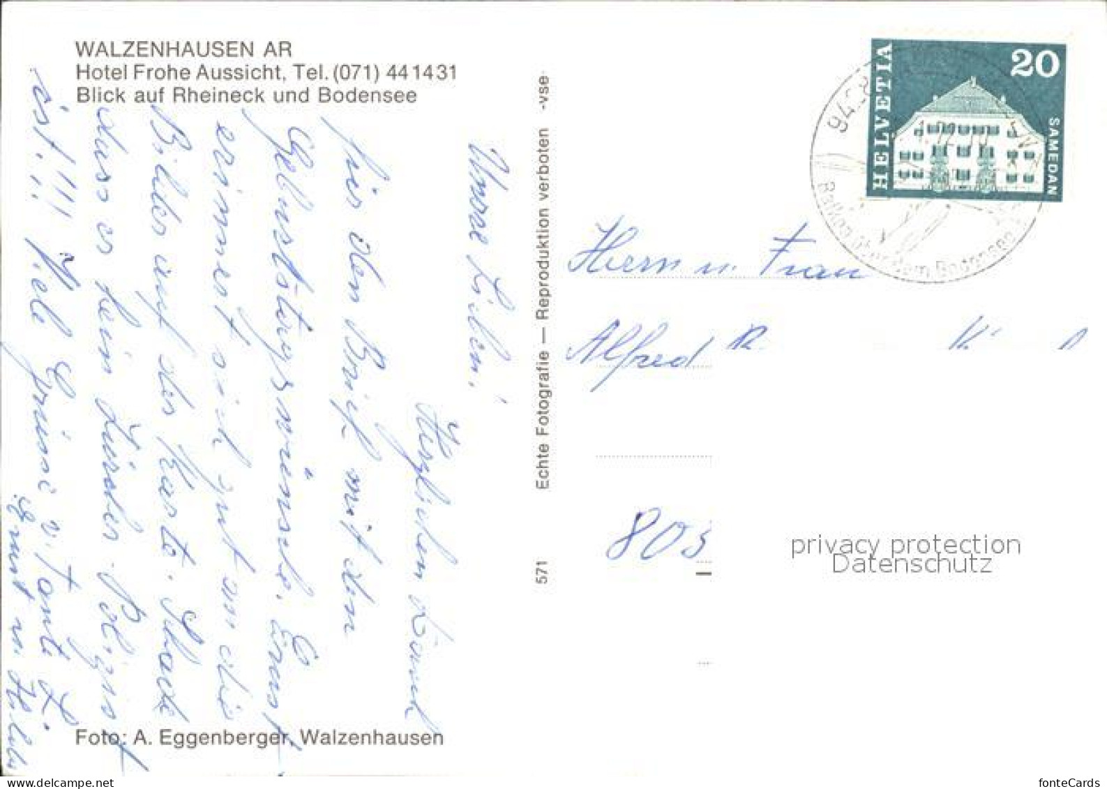 11638190 Walzenhausen AR Hotel Frohe Aussicht Blick Auf Rheineck Und Bodensee Wa - Altri & Non Classificati