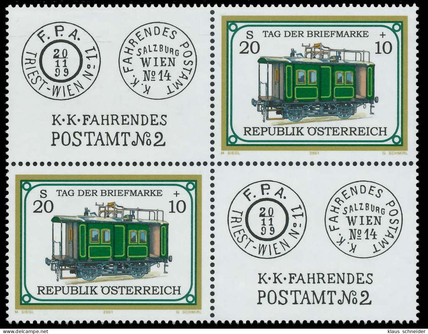 ÖSTERREICH 2001 Nr 2345 VBb Postfrisch VIERERBLOCK X23994A - Unused Stamps