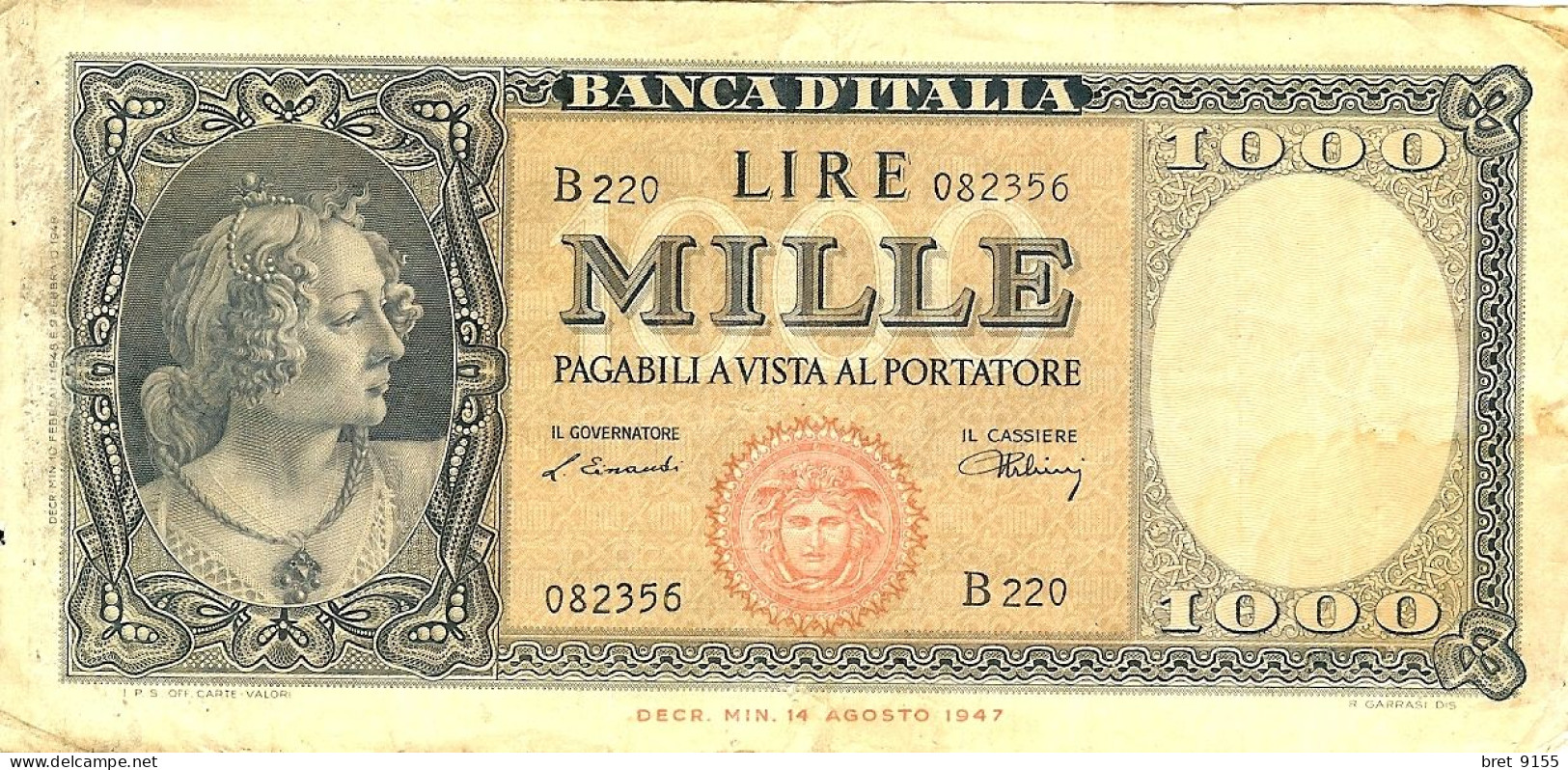 BILLET 1000 LIRE ITALIE BANCA D ITALIA - Autres - Europe