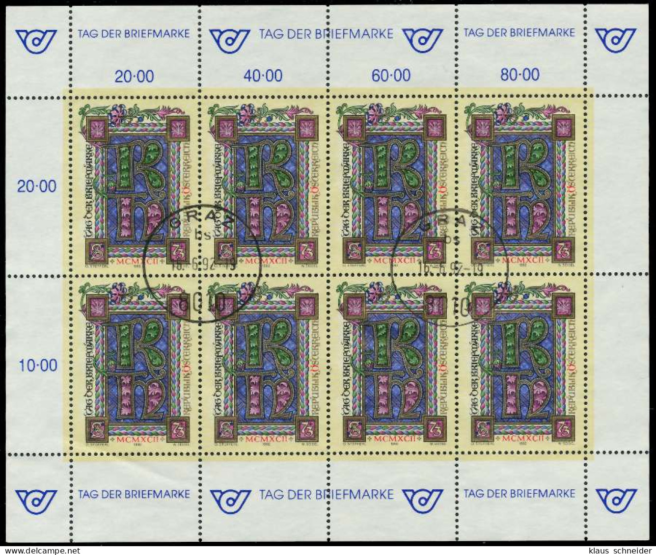 ÖSTERREICH BLOCK KLEINBOGEN Nr 2066 Zentrisch Gestempelt KLE X23F2A6 - Blocchi & Fogli