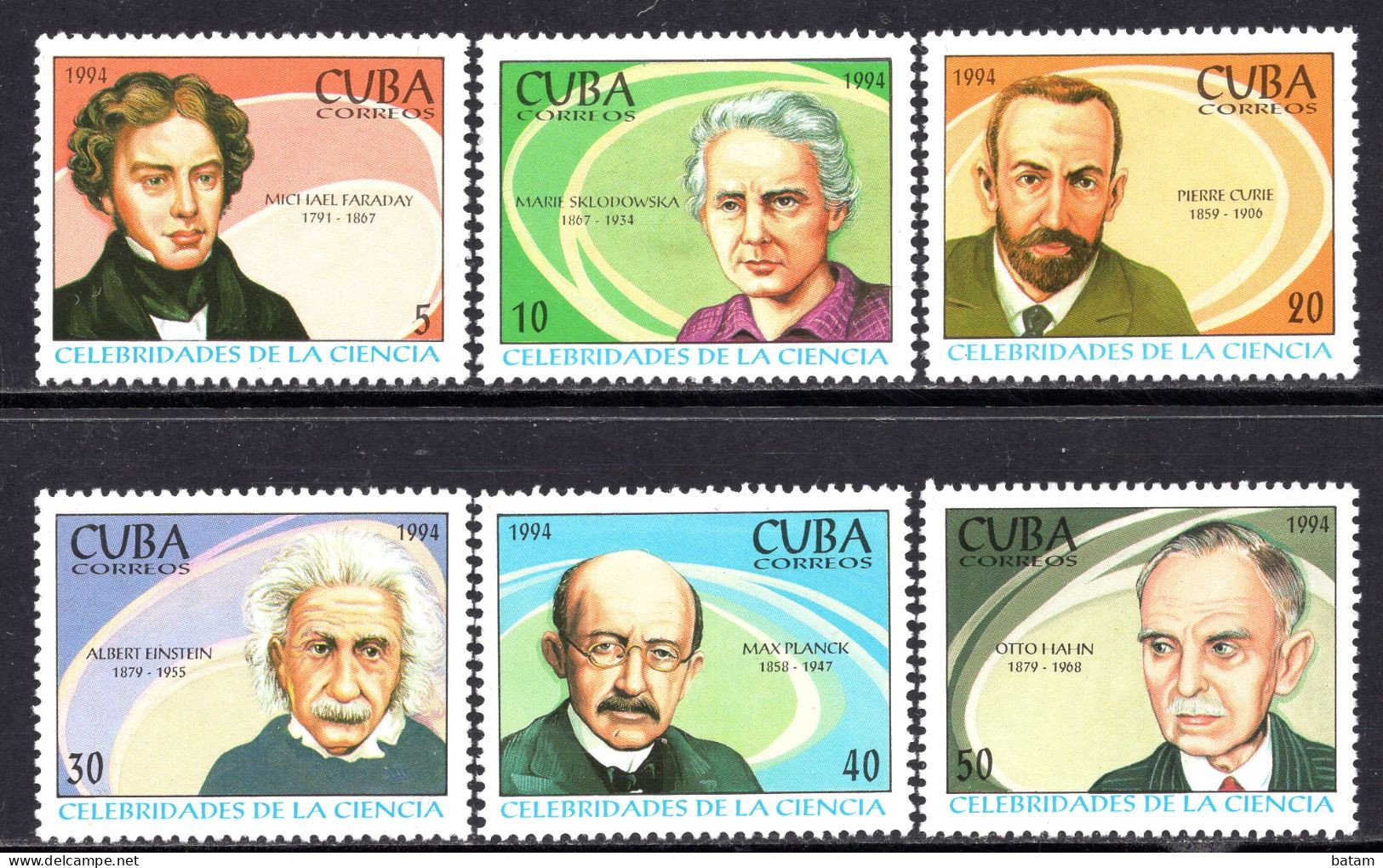 Cuba 1994 - Scientists - Curie - Faraday - Einstein - Max Planck - MNH Set - Ongebruikt