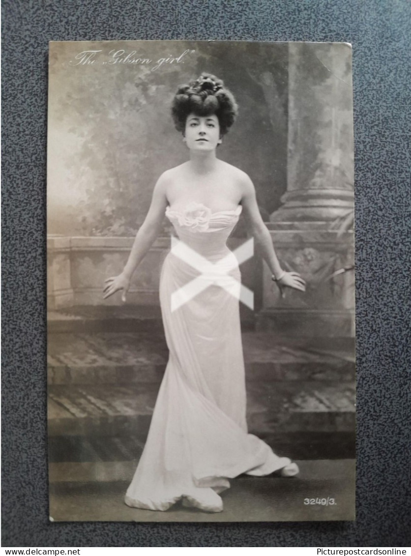 THE GIBSON GIRL OLD R/P POSTCARD 1907 TIGHT WAIST BEAUTIFUL LADY - Theatre