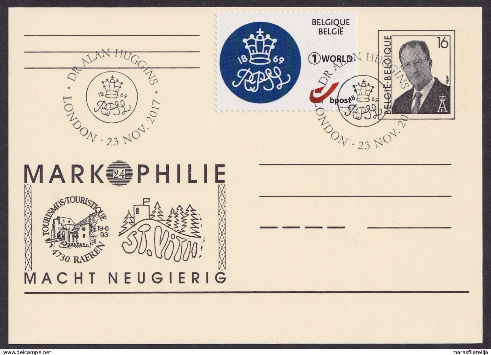 Belgium 2017, King Albert II. / Dr. Alan Huggins, Stationery Card - Andere & Zonder Classificatie