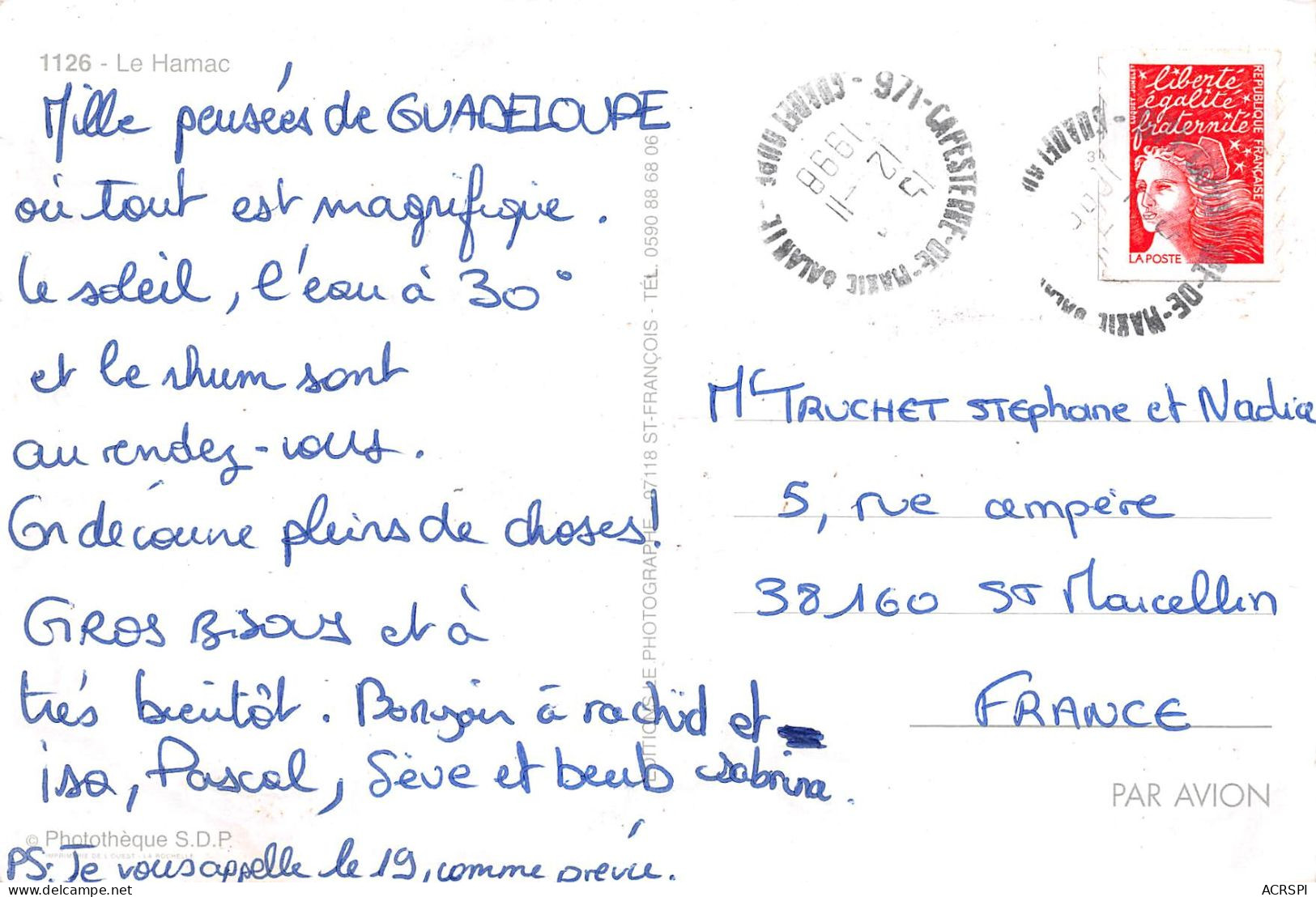 97 GUADELOUPE  SAINTE-ANNE Le Hamac  (Scan R/V) N°   25   \PB1110 - Pointe A Pitre