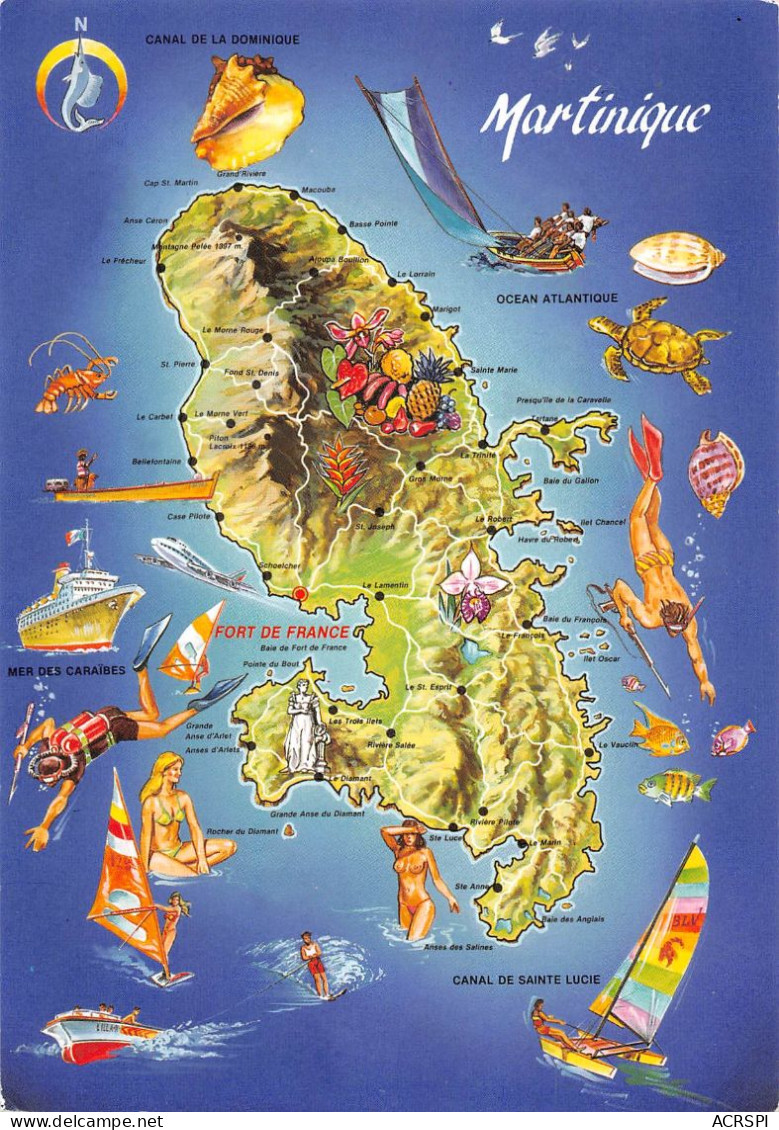 97 MARTINIQUE Carte Map Plan De L'île   (Scan R/V) N°  49   \PB1109 - Le Marin