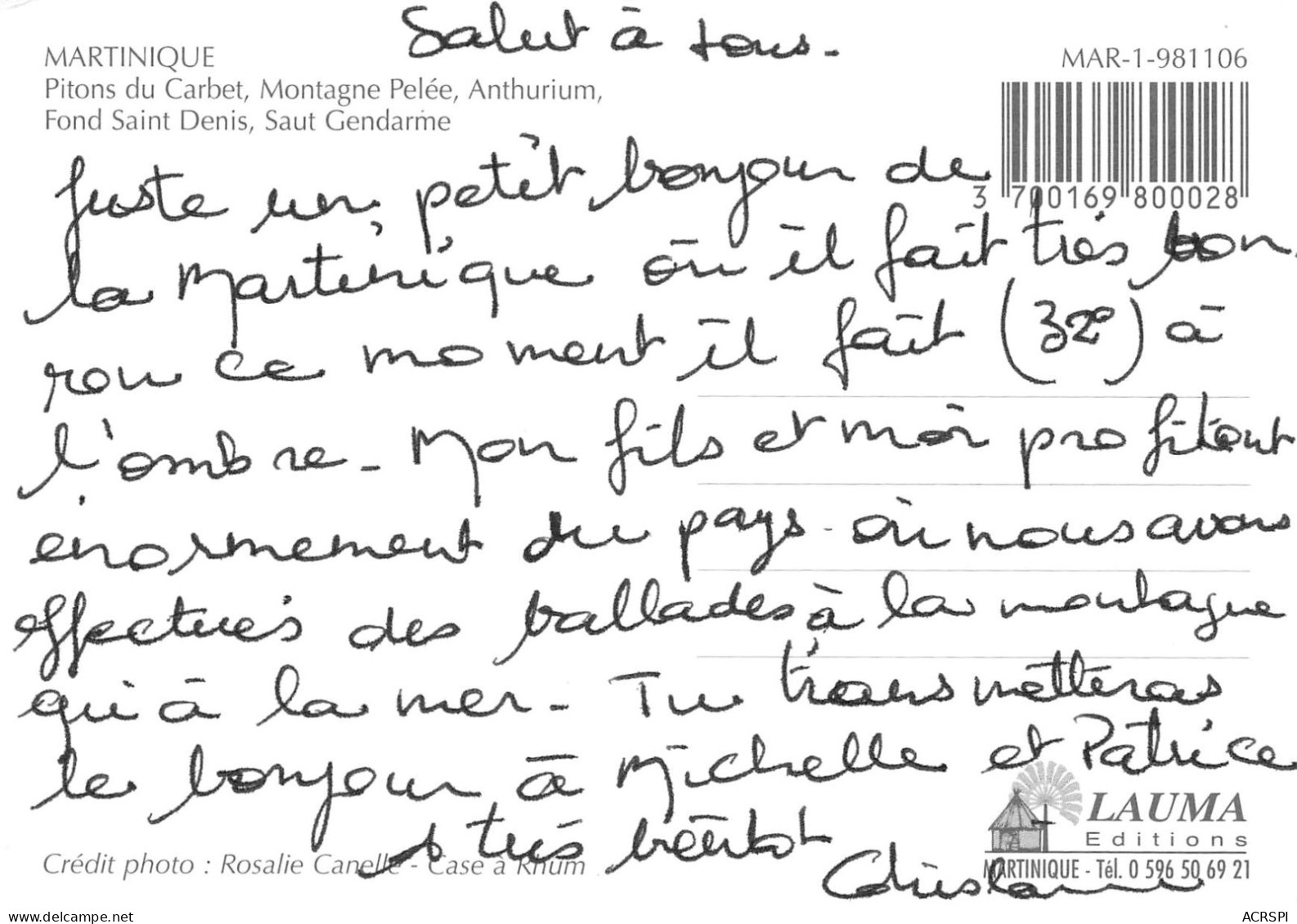 97 MARTINIQUE Carbet Mont Pelée Saint Denis Sut-Gendarme       (Scan R/V) N° 5   \PB1109 - Fort De France