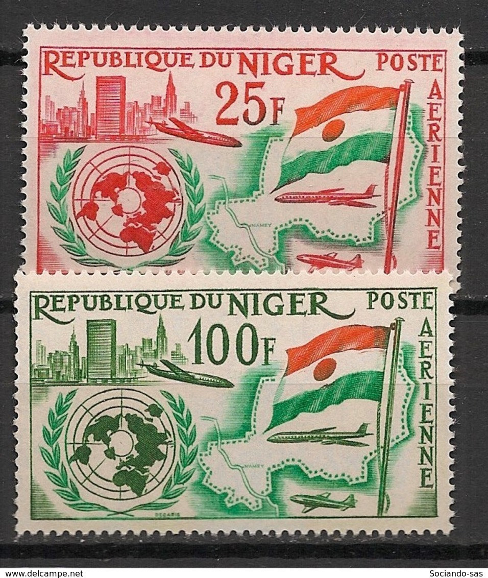 NIGER - 1961 - Poste Aérienne PA N°Yv. 19 à 20 - Admission à L'ONU / UNO - Neuf Luxe ** / MNH / Postfrisch - Níger (1960-...)