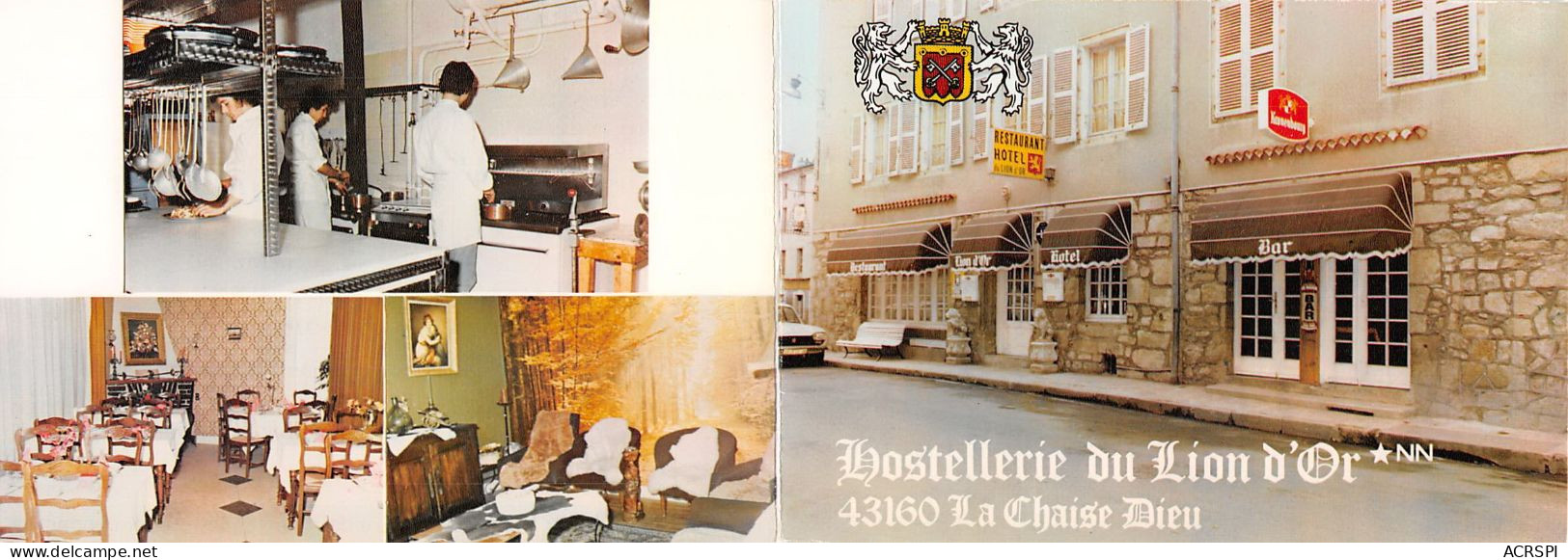 43 LA CHAISE DIEU Hotel Restaurant BAR Hostellerie Du Lion D'Or Carte Double JC.Chambon (Scan R/V) N°   2   \PB1120 - La Chaise Dieu