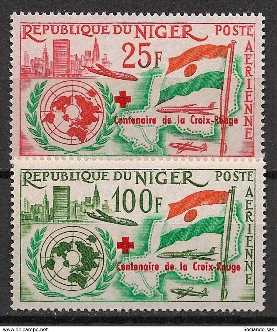 NIGER - 1963 - Poste Aérienne PA N°Yv. 28 à 29 - Admission à L'ONU / UNO / Croix Rouge - Neuf Luxe ** / MNH / Postfrisch - Níger (1960-...)