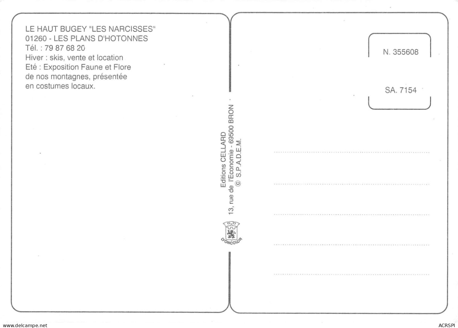 01  Les Plans D'Hotonnes  Haut Valromey LES NARCISSES  (Scan R/V) N°   36   \PB1116 - Nantua