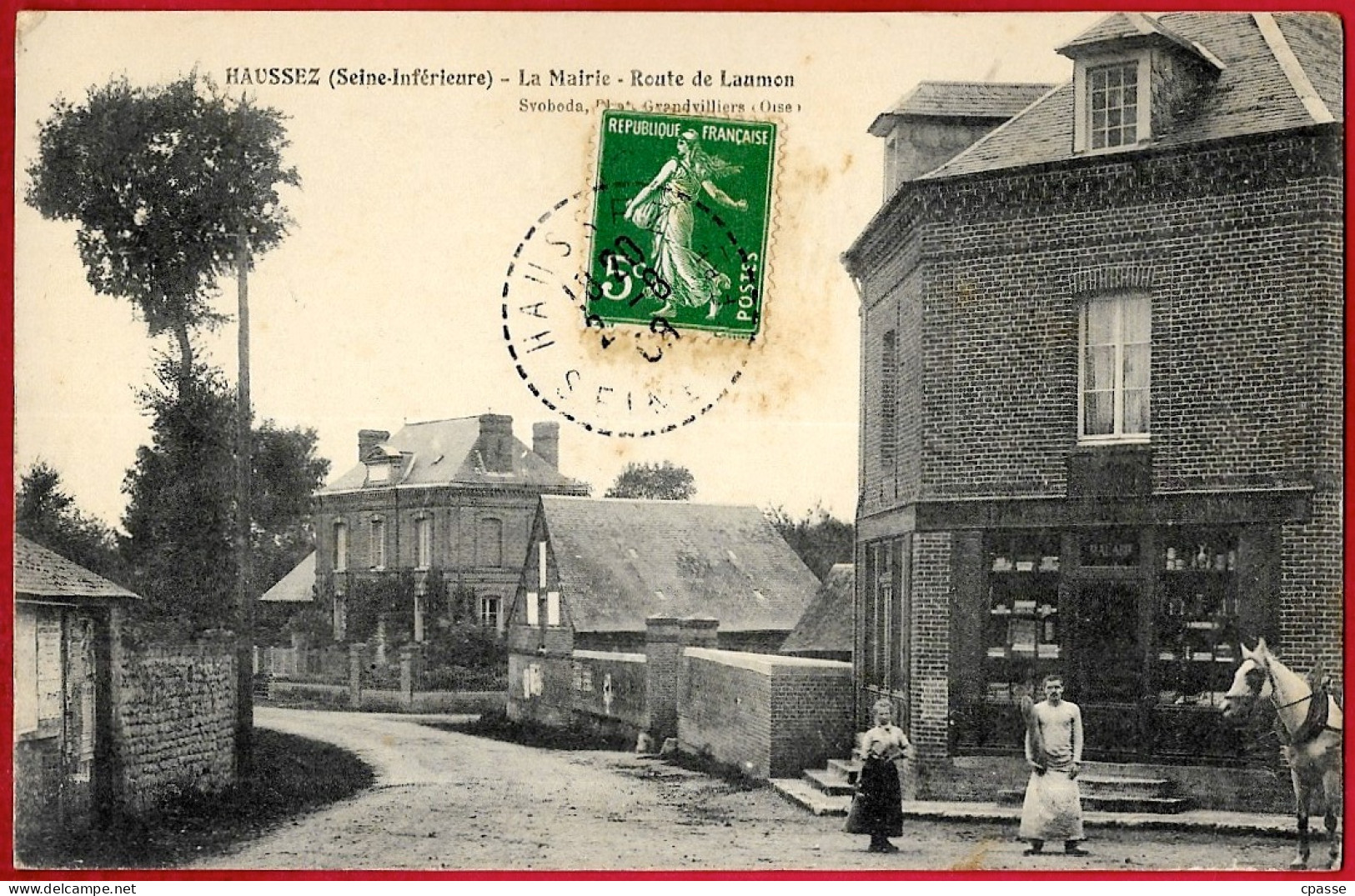 CPA 76 HAUSSEZ - La Mairie - Route De Laumon (commerce, Boulanger ?) * Normandie - Autres & Non Classés