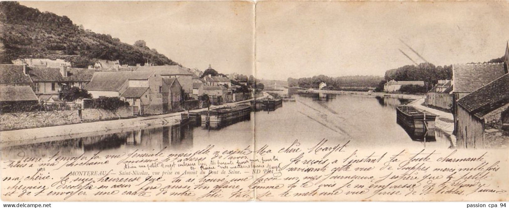 S19-011 Carte-lettre Montereau - Saint Nicolas, Vue Prise En Amont Du Pont De La Seine - Voyagé En 1902 - Montereau