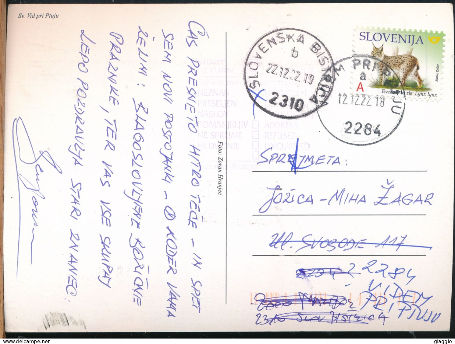 °°° 30936 - SLOVENIA - SV. VID PRI PTUJU - 2022 With Stamps °°° - Slowenien