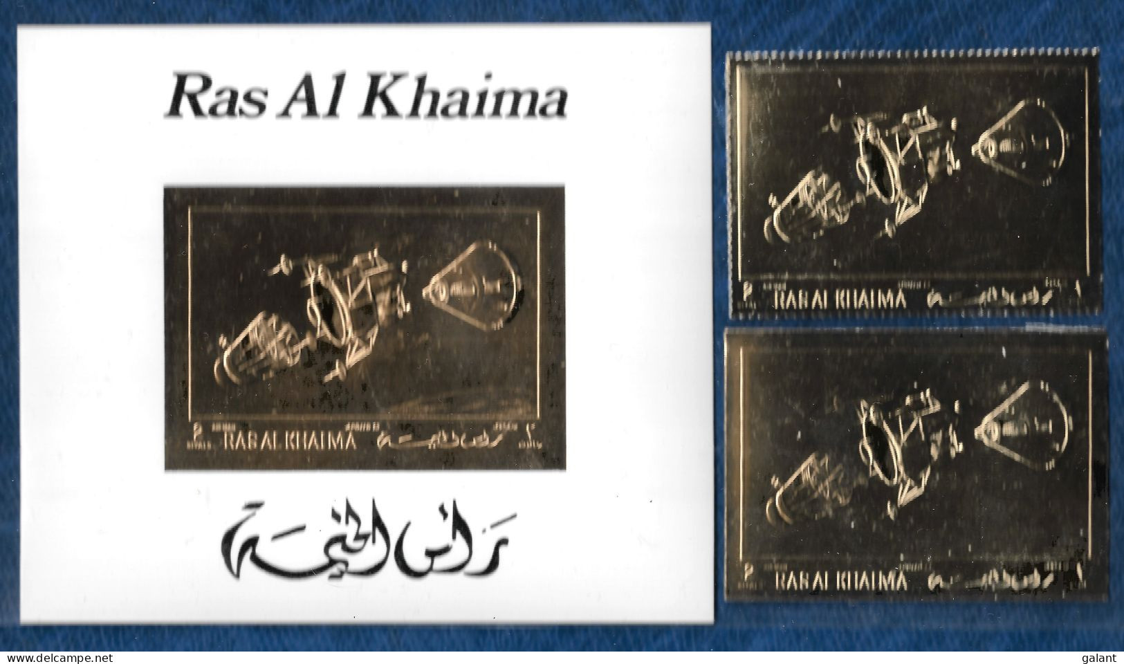 Ras Al Khaima 1970 Space Apollo 13 GOLD & SILVER IMPERF S/S + PERF & IMPERF Stamps Timbres OR Et ARGENT MNH Very Rare - Azië