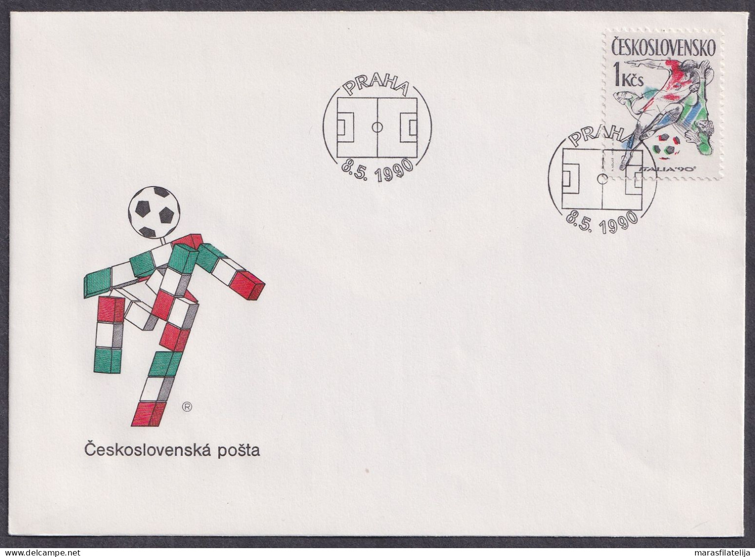Czechoslovakia 1990, Football, Mundial, Roma, Italy, FDC - Altri & Non Classificati