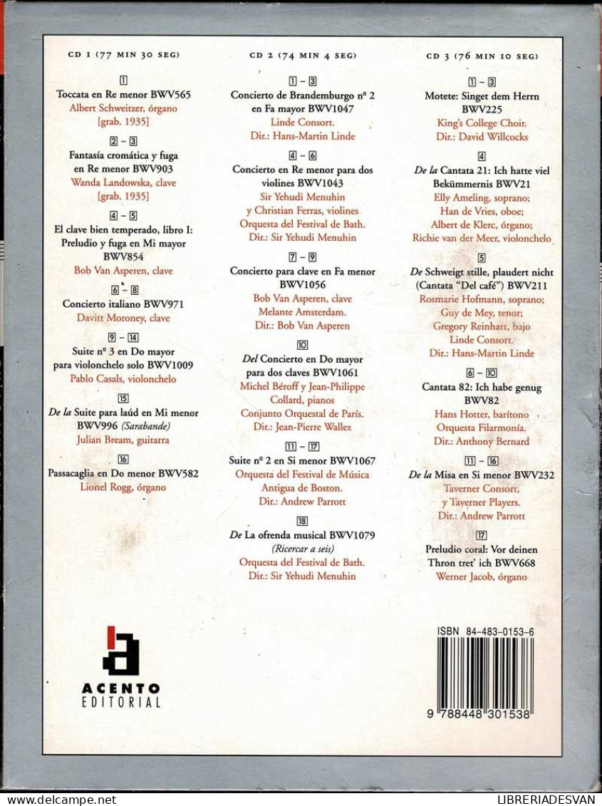 Guías Musicales Acento-EMI. Bach. Libro + 3 CDs - Peter Washington - Bellas Artes, Ocio