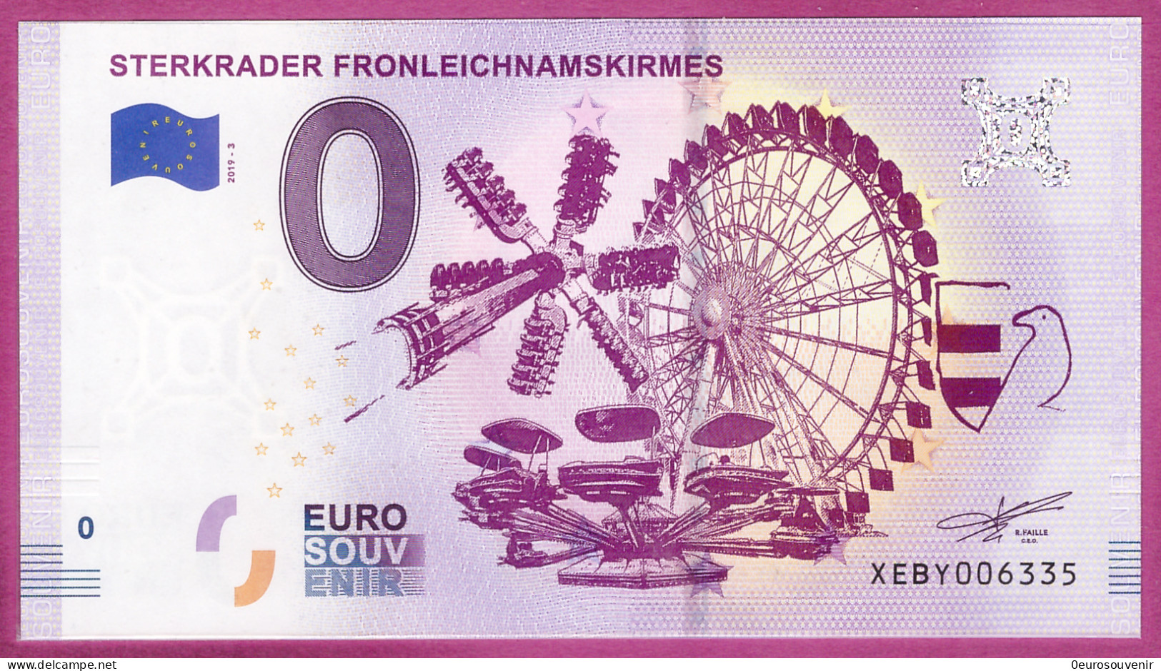0-Euro XEBY 2019-3 STERKRADER FRONLEICHNAMSKIRMES - Private Proofs / Unofficial