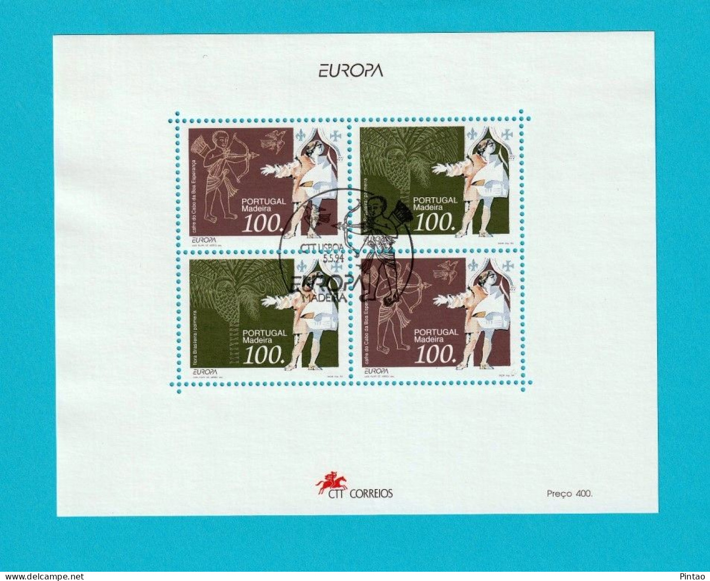 PTB1715- PORTUGAL (MADEIRA) 1994 Nº 148 (selos 2202_ 03)- CTO (EUROPA CEPT) - Blocks & Sheetlets