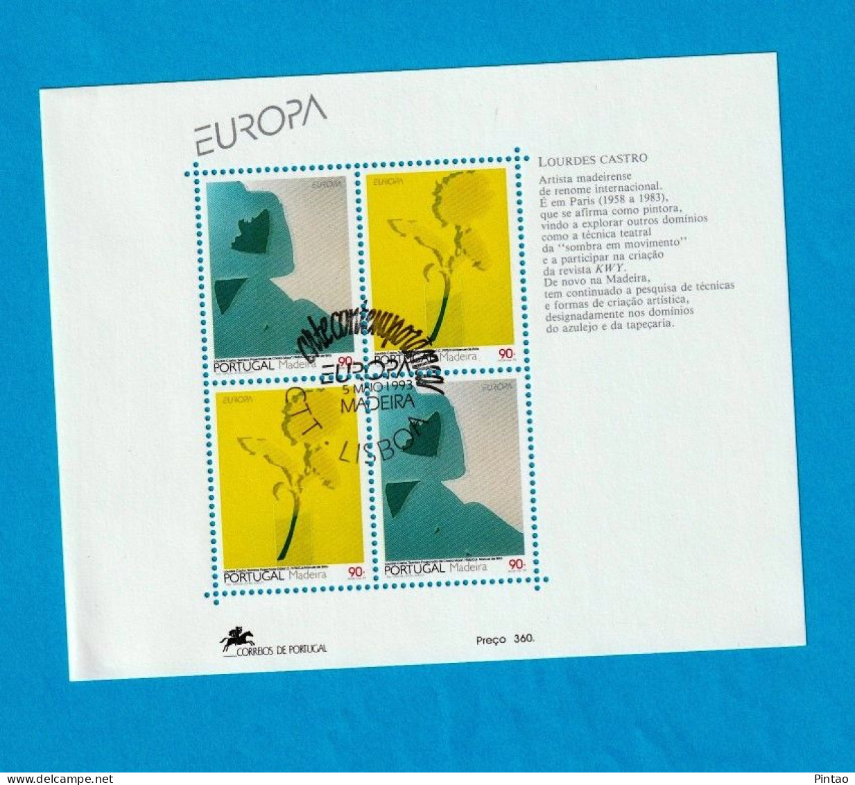 PTB1716- PORTUGAL (MADEIRA) 1993 Nº 139 (selos 2131_ 32)- CTO (EUROPA CEPT) - Blokken & Velletjes