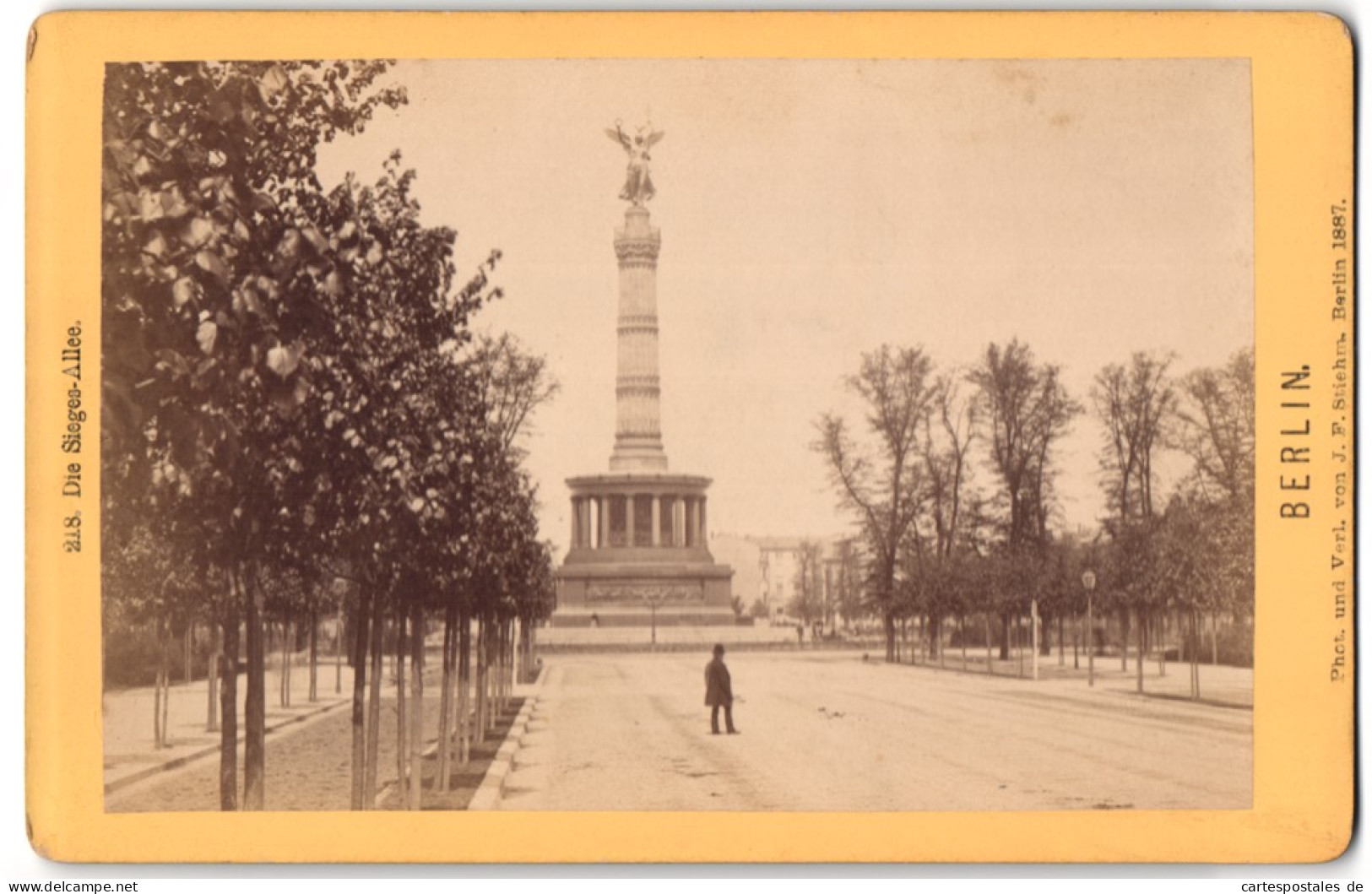 Fotografie J.F. Stiehm, Berlin, Ansicht Berlin, Sieges-Allee Mit Siegessäule 1887  - Lieux