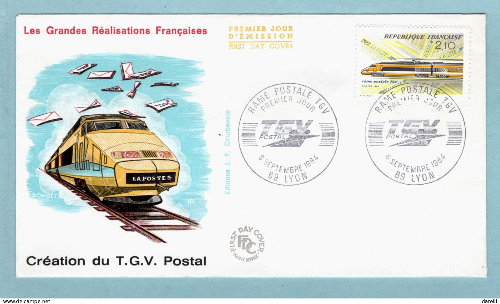 FDC France 1984 - Mise En Service De La Rame Postale TGV - YT 2334 - 69 Lyon - 1980-1989